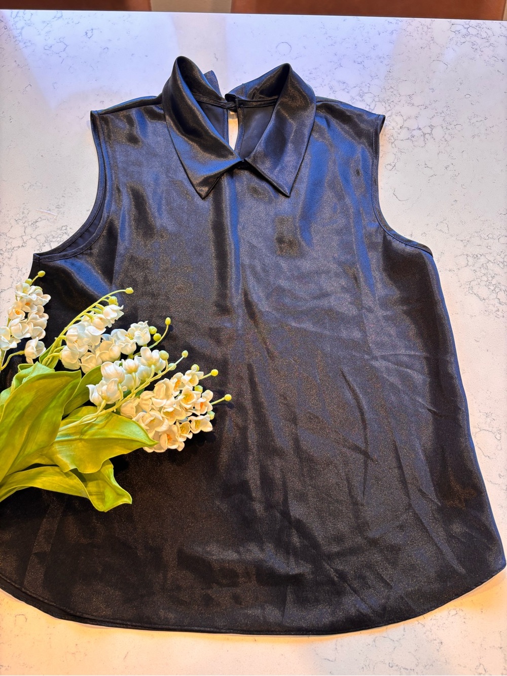 Vintage California Dynasty Sleeveless Collared Camisole - Black, Size M